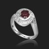 Round Red Ruby Ring with Diamonds