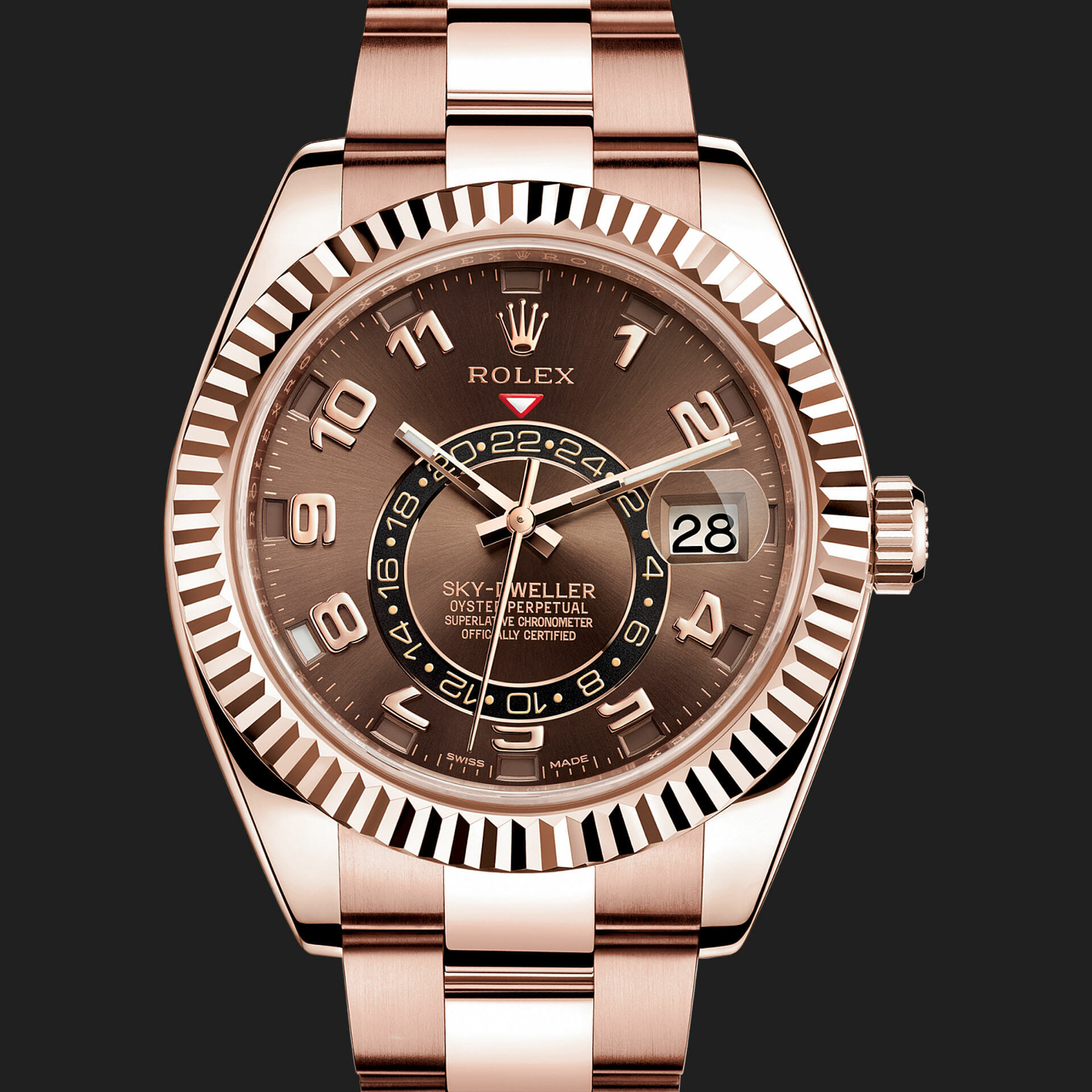 rolex sky dweller everose gold